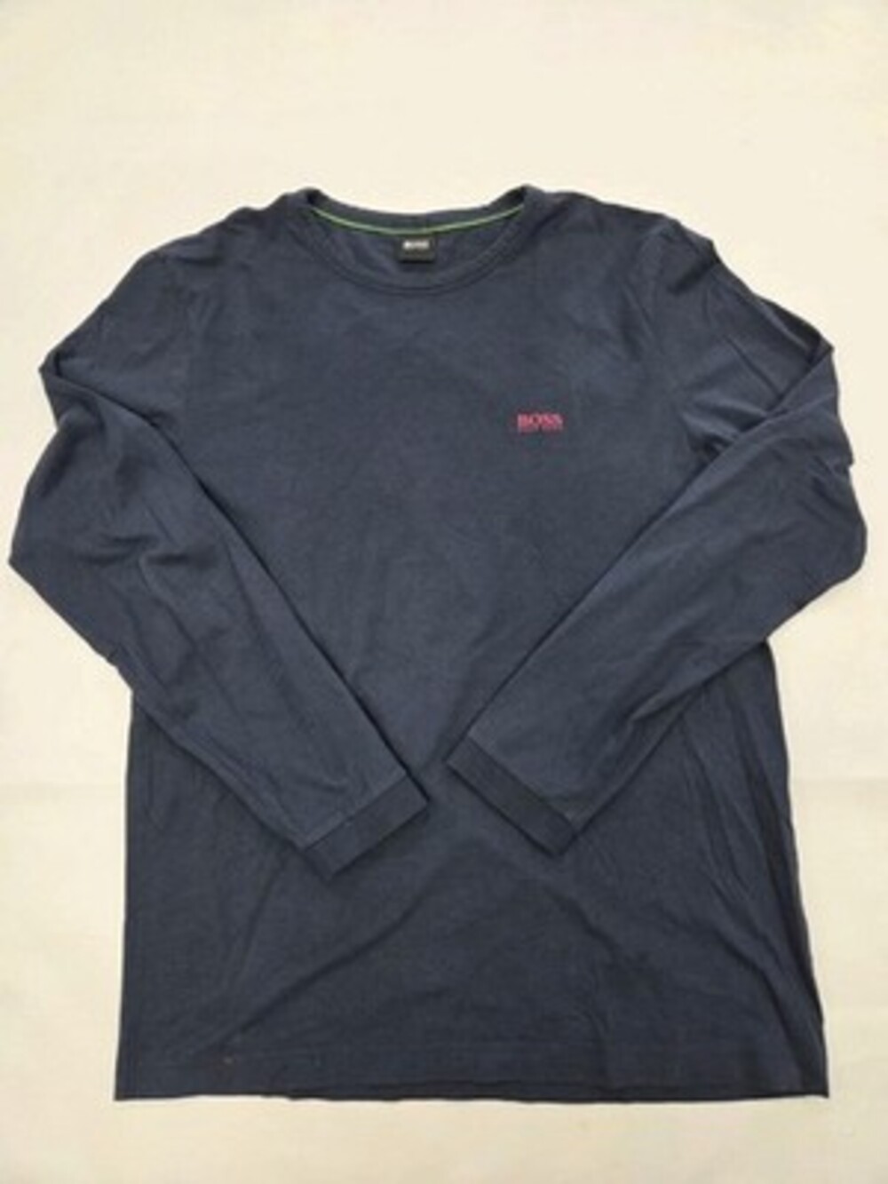 Hugo Boss Mens Med Left Chest T-Shirt Made in Peru Navy Blue Long Sleeve